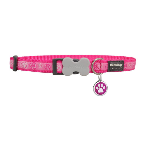 Paw Impressions Hot Pink Dog Collar/Glitter Tag Set