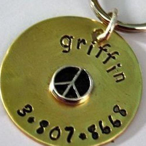 Peace Brass Dog ID Tag