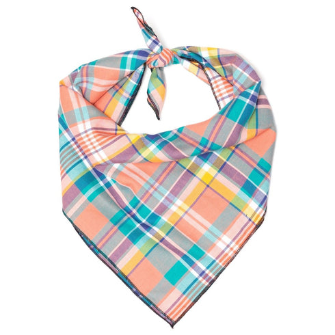 Peach Multi Plaid Dog Bandana