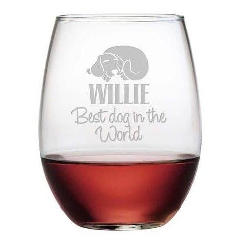 Personalized Best Dog Stemless Wine Glasses, Set Of 4