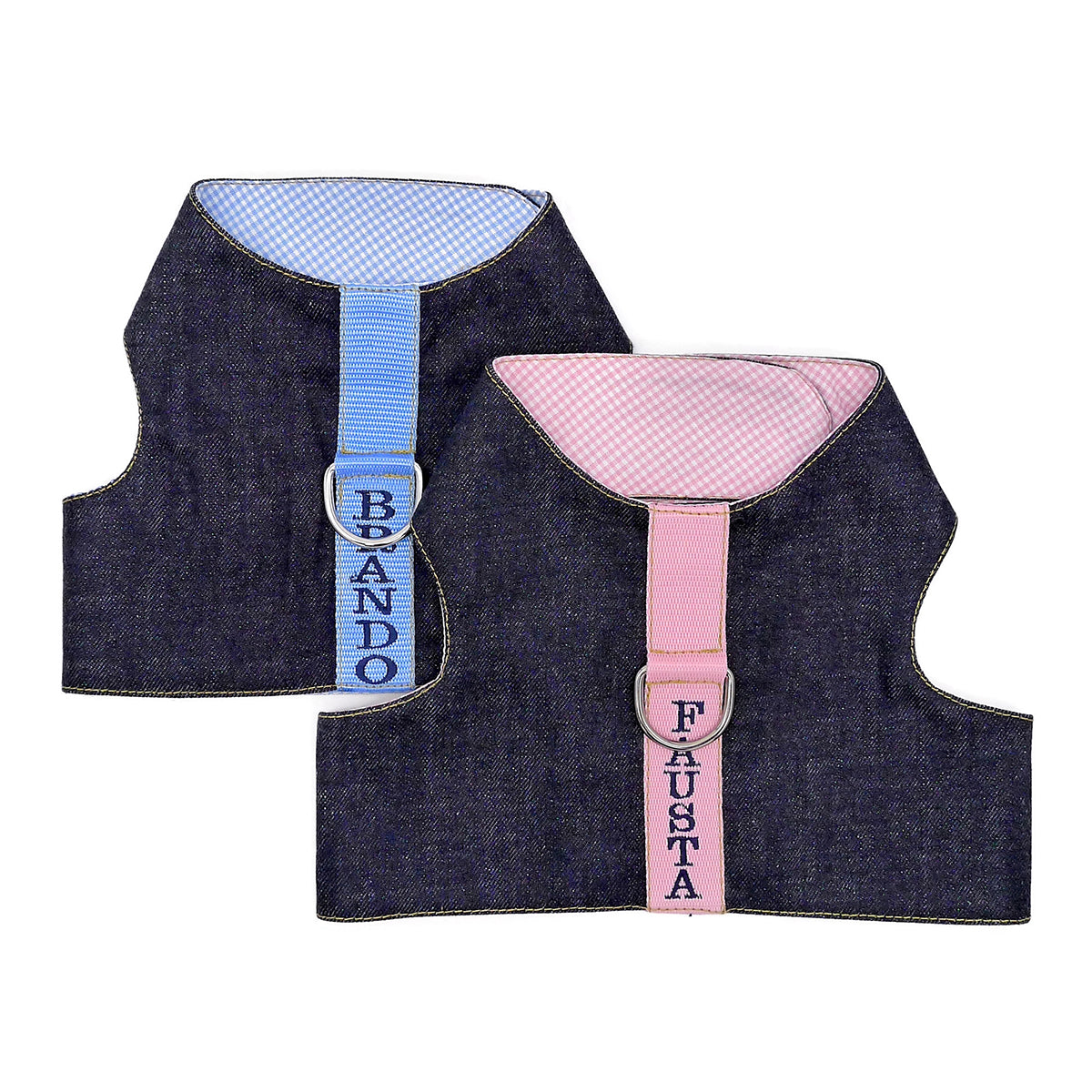 Personalized Denim Dog Harness Vest Bitch New York