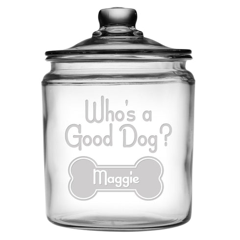 Personalized Good Dog Glass Dog Treat Jar