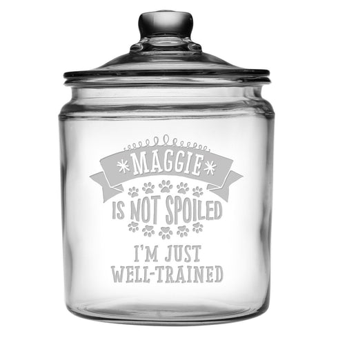 Personalized Not Spoiled Glass Dog Treat Jar