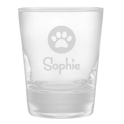 Personalized Paw Print Double Old Fashioned Glasses, Set Of 4