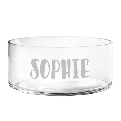 Personalized Pup Name Glass Dog Bowl
