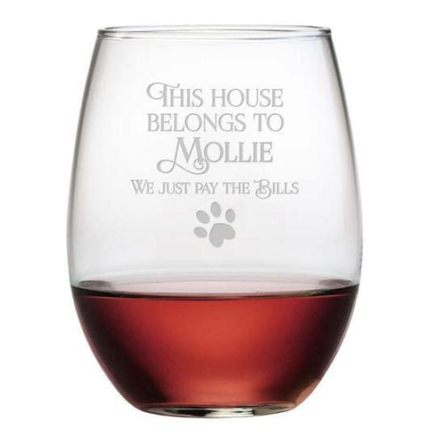 Personalized This House Stemless Wine Glasses, Set Of 4