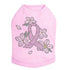 Pink Ribbon With Flowers Rhinestone Dog Tank