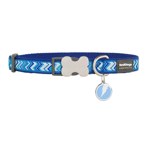 Pizzazz Dark Blue Dog Collar/Light Blue Tag Set