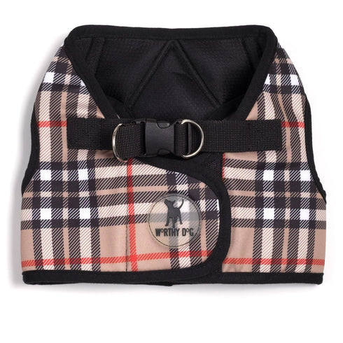 Plaid Sidekick Dog Harness Tan