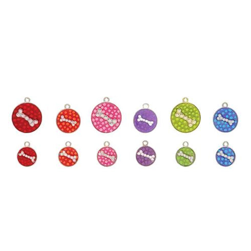 Polka Dot Crystal Bone Dog ID Tag