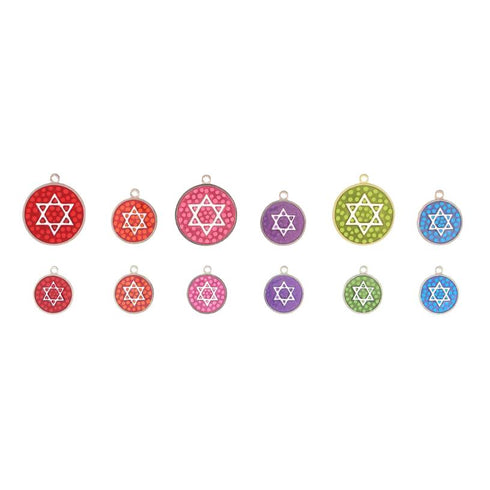 Polka Dot Enamel 6 Point Star Dog ID Tag