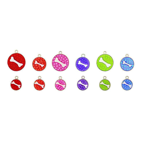 Polka Dot Enamel Bone Dog ID Tag