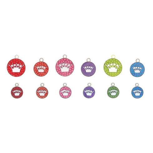 Polka Dot Enamel Crown Dog ID Tag