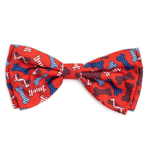 Preppy Bones Dog Bow Tie Red/White/Blue