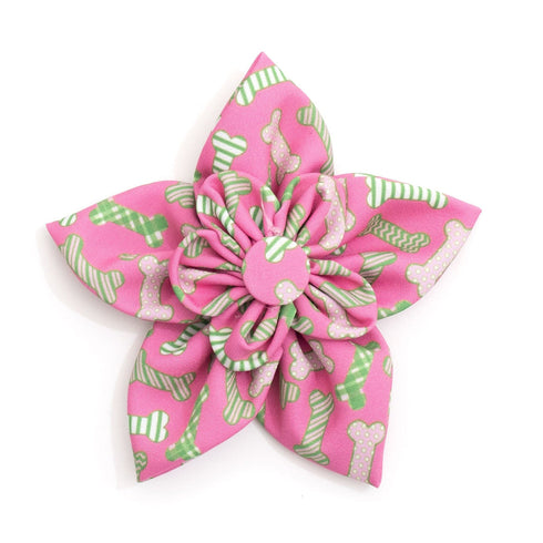 Preppy Bones Dog Collar Flower Pink