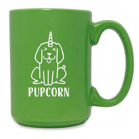 Pupcorn Grande Green Mug, Set Of 2