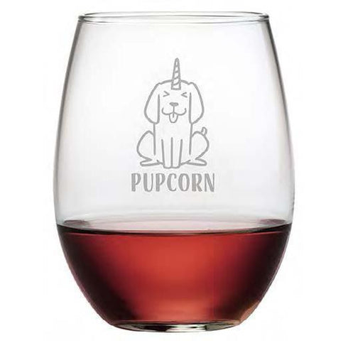 Pupcorn Stemless Wine Glasses, Set Of 4