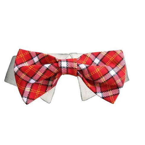 Red Checker Dog Bow Tie Collar