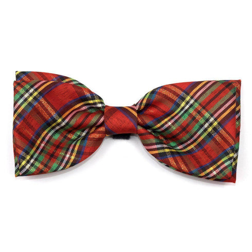Red Lurex Plaid Dog Bow Tie