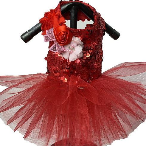 Red Sequin Sparkle Tutu Dog Dress