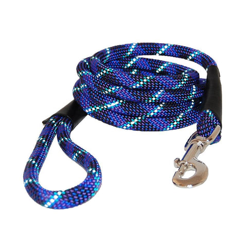 Reflective Rope Dog Leash Electric Blue