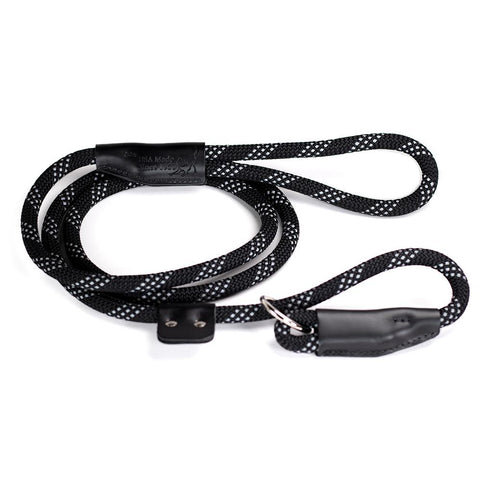 Reflective Slip Rope Dog Leash Black