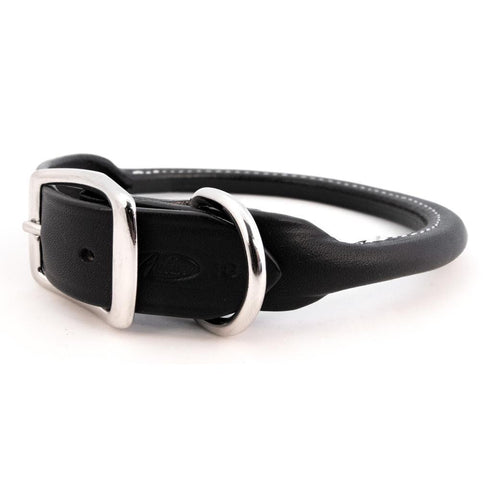 Rolled Leather Dog Collar Black