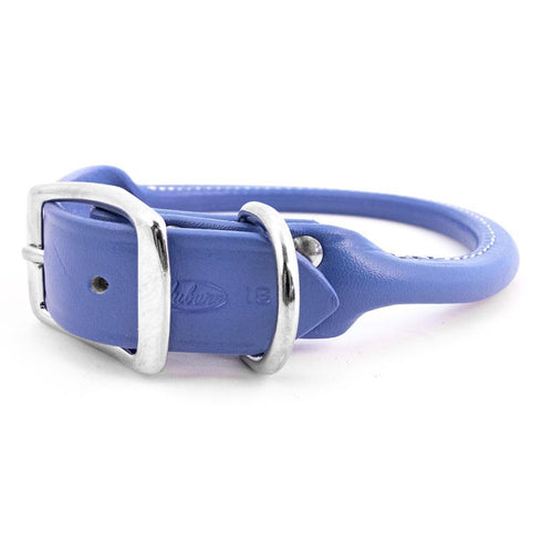Rolled Leather Dog Collar Royal