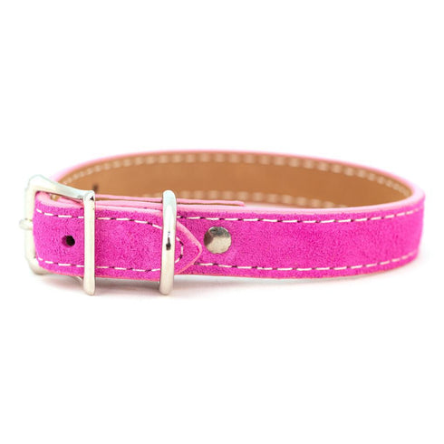 Saratoga Suede Dog Collar Pink
