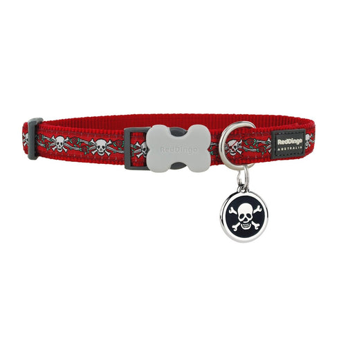 Skull And Roses Dog Collar/Black Tag Set