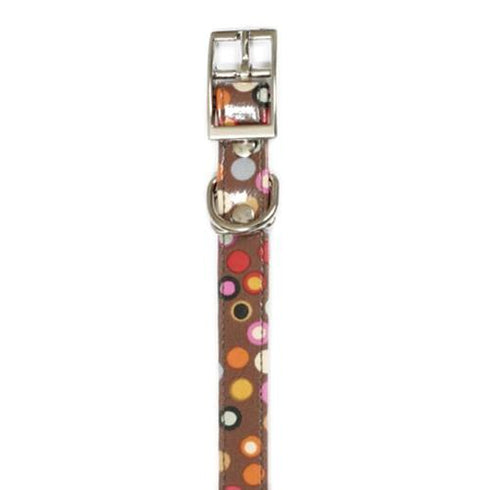 Slicker Brown Dot Dog Collar SM