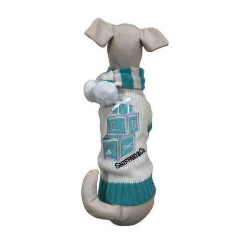 Sniffany Blocks Dog Sweater With Pompom Scarf