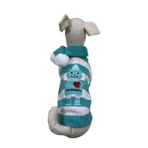 Sniffany Robot Dog Sweater With Pompom Scarf