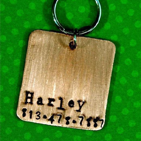 Square O Copper Dog ID Tag