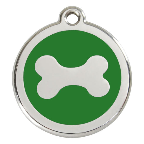 Stainless Steel And Enamel Bone Green Dog ID Tag