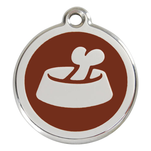 Stainless Steel And Enamel Bone In Bowl Brown Dog ID Tag