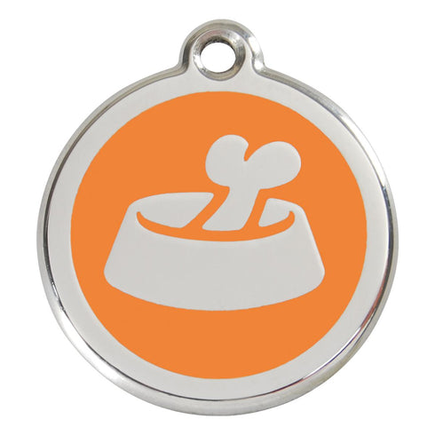 Stainless Steel And Enamel Bone In Bowl Orange Dog ID Tag