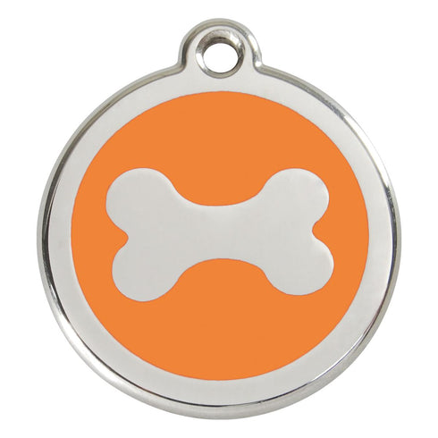 Stainless Steel And Enamel Bone Orange Dog ID Tag