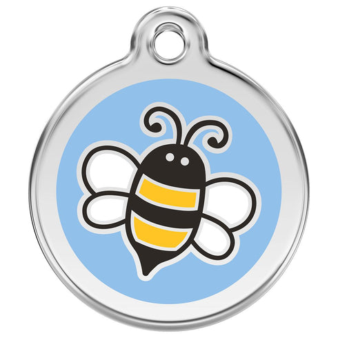 Stainless Steel And Enamel Bumble Bee Light Blue Dog ID Tag