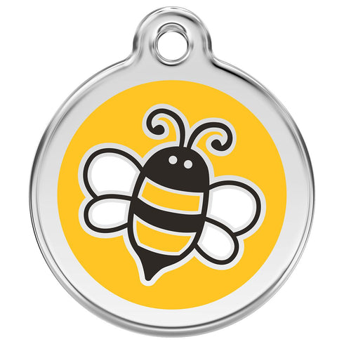 Stainless Steel And Enamel Bumble Bee Yellow Dog ID Tag