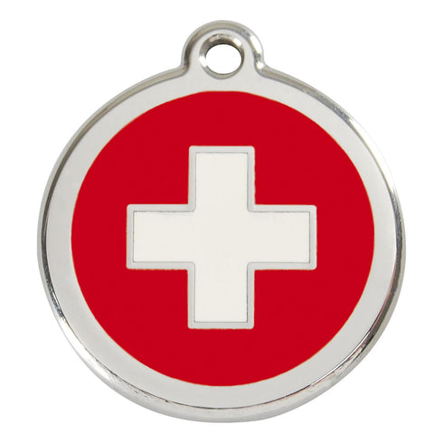 Stainless Steel And Enamel Cross Dog ID Tag
