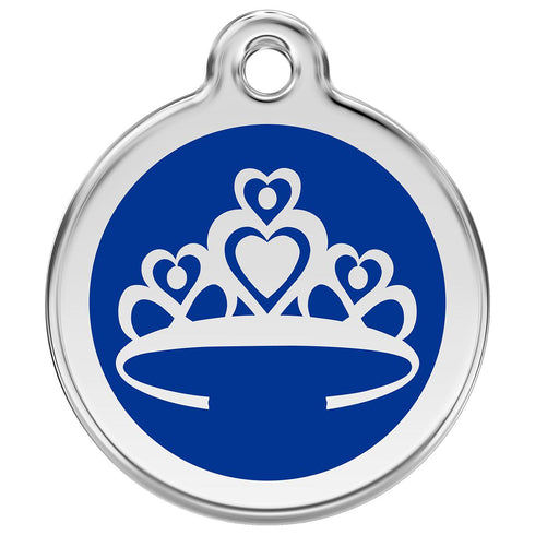 Stainless Steel And Enamel Crown Dark Blue Dog ID Tag