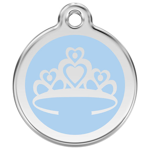 Stainless Steel And Enamel Crown Light Blue Dog ID Tag