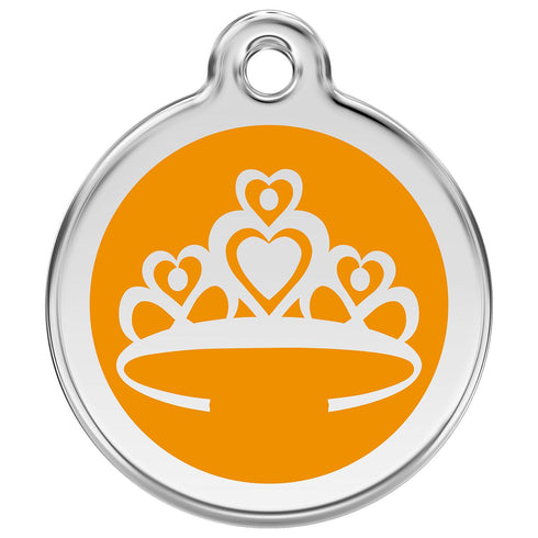 Stainless Steel And Enamel Crown Orange Dog ID Tag