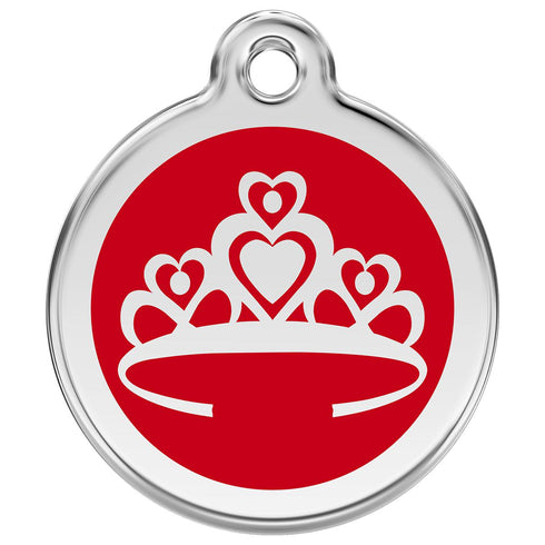Stainless Steel And Enamel Crown Red Dog ID Tag