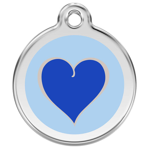 Stainless Steel And Enamel Dark Blue Heart Dog ID Tag