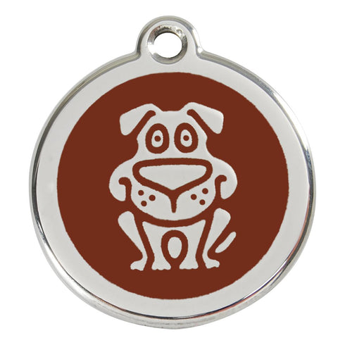 Stainless Steel And Enamel Dog Brown Dog ID Tag