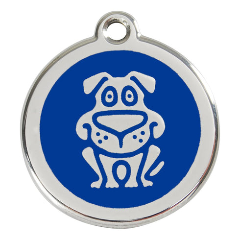 Stainless Steel And Enamel Dog Dark Blue Dog ID Tag