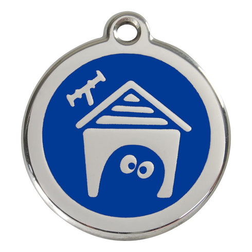 Stainless Steel And Enamel Dog House Dark Blue Dog ID Tag