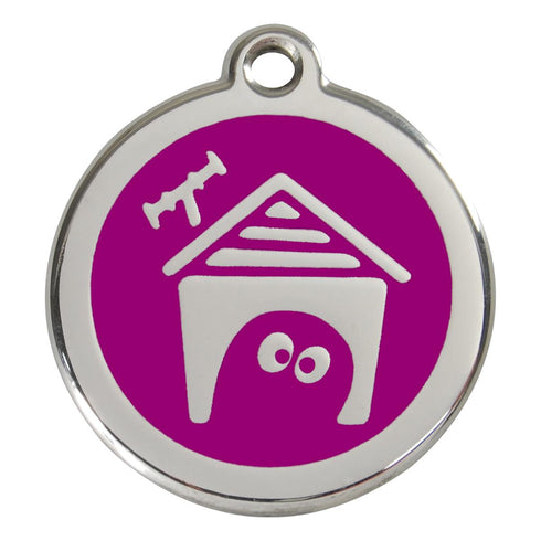 Stainless Steel And Enamel Dog House Purple Dog ID Tag